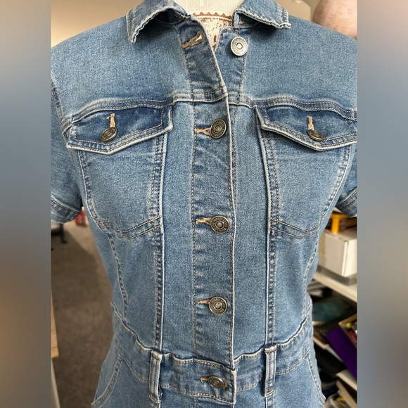 Peace Love Eco By Rewash Button Up Mi I Denim Dress size Medium - Picture 2 of 12